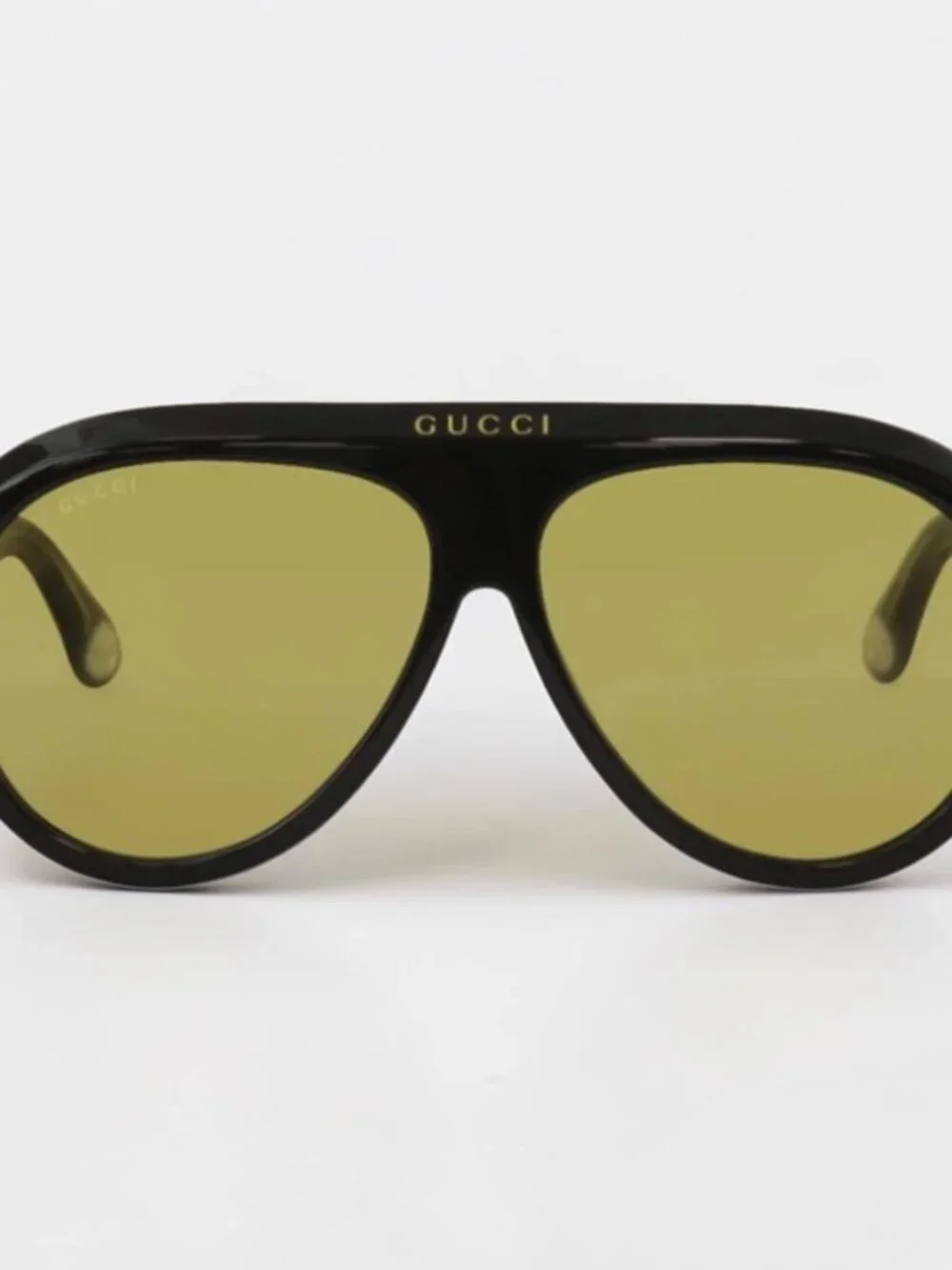 Gucci Black Frame Yellow Lens Aviator Sunglasses